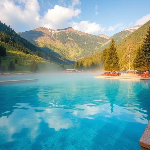 Piscina termal en un balneario en los Pirineos espa&ntilde;oles