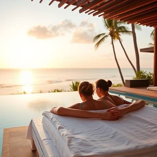 Retiro de bienestar para parejas con masaje relajante junto a la piscina
